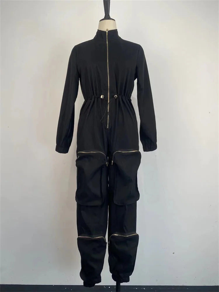Wmstar Women Jumpsuit S-2XL Solid One Piece Outfits Zipper Cargo Bodysuit Fashion New in Fall Clothes Wholesale Drop Shipping - Kimlud
