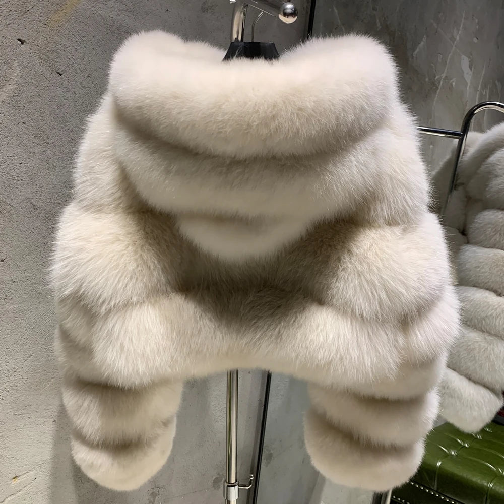 Women's Full Pelt Real Fox Fur Hooded Jackets, Long Sleeve Outwear, Winter Bomber, Female, 902