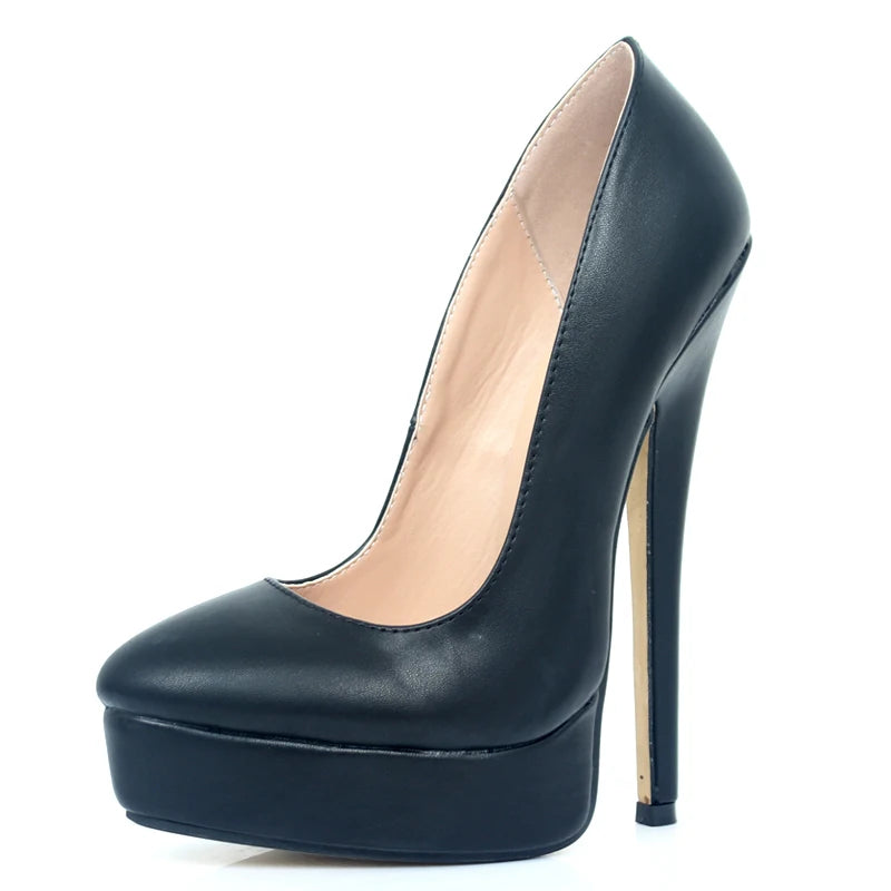 18cm High Heels Sexy Platform Boots Pointed Toe Pumps Party Shoes Plus Size 36-46
