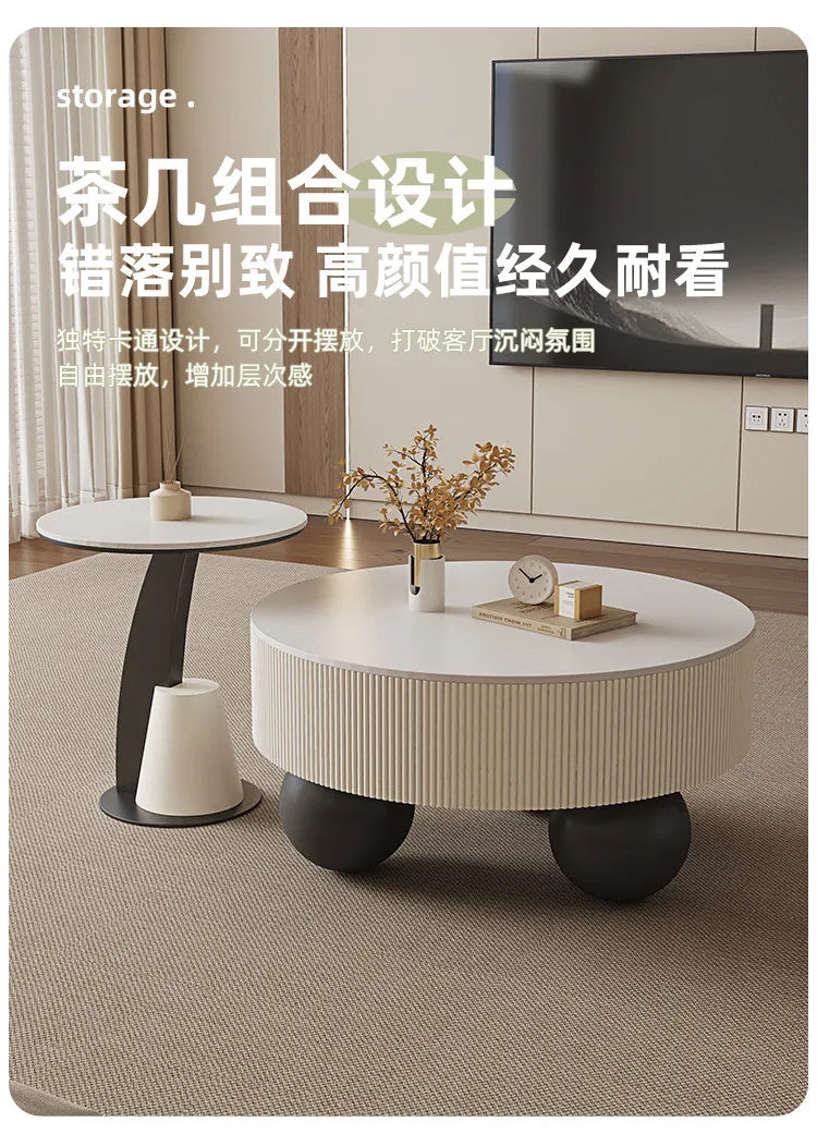 Round Designer Coffee Table Storage Nordic Aesthetic Minimalist Coffee Table Drawers Italian Simple Mesa Auxiliar Home...