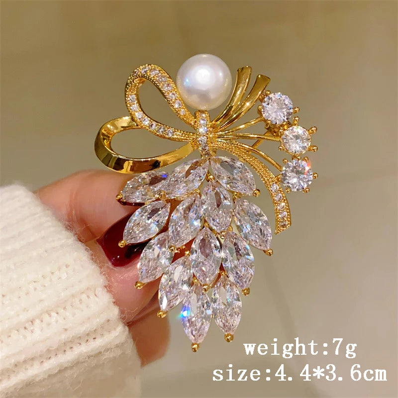 1pc Chic Ribbon Bow Brooch for Men Women Fashion Luxury Rhinestone Bowknot Brooches Pins Jewelry Accessories Party Gifts...