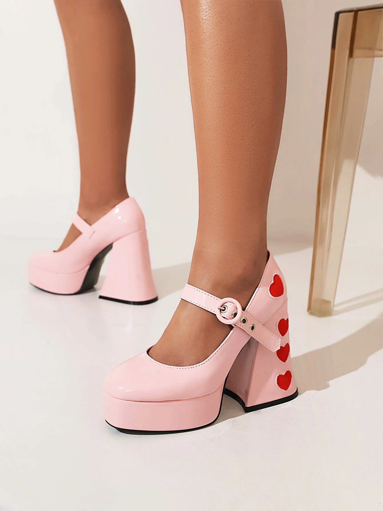 High Heeled Mary Jane Shoes Women's Straight Strap Thick Single Order Shoes 2025 New Retro Girls' Leather Shoes | Kimlud...