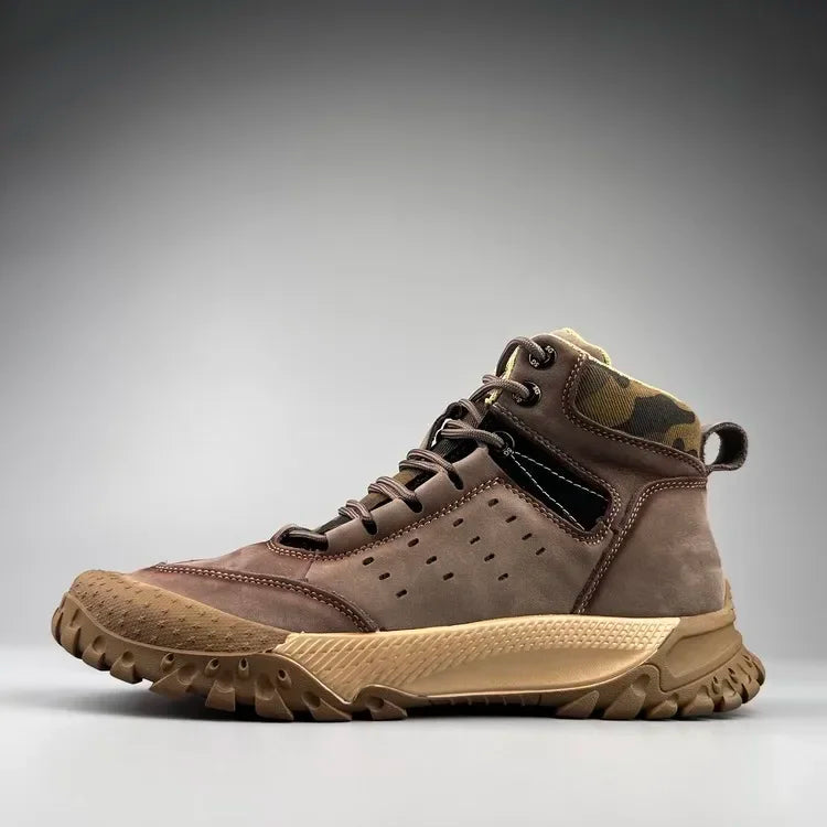 Men Shoes New Cow Leather High Tops Sport Hiking Shoes Outdoor Sneakers Skidproof Cow Leather Climbing Boots