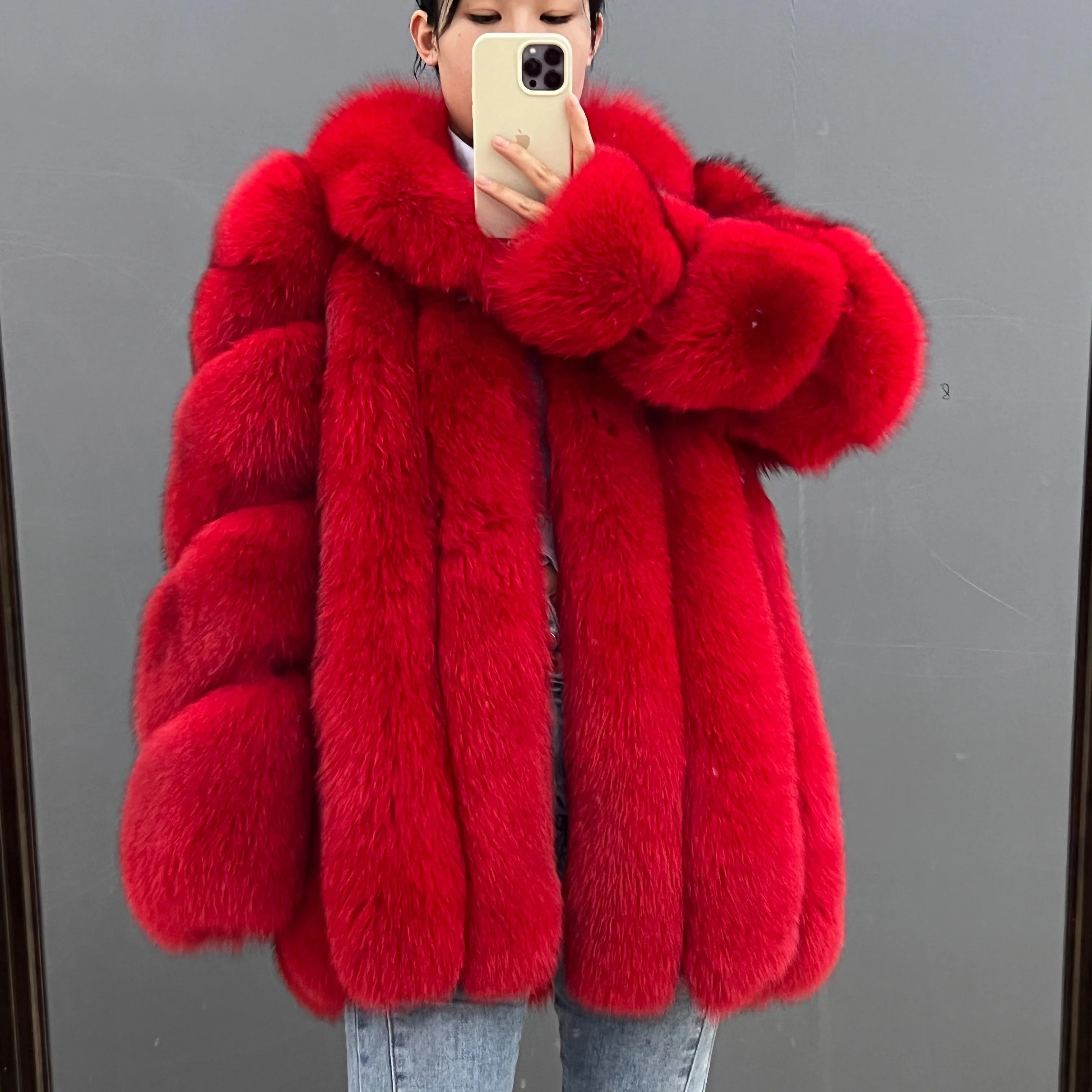 Finnish Imported Silver Fox Mid-Length Waist Coat Winter High-End King Leather Jacket 2025 New Style