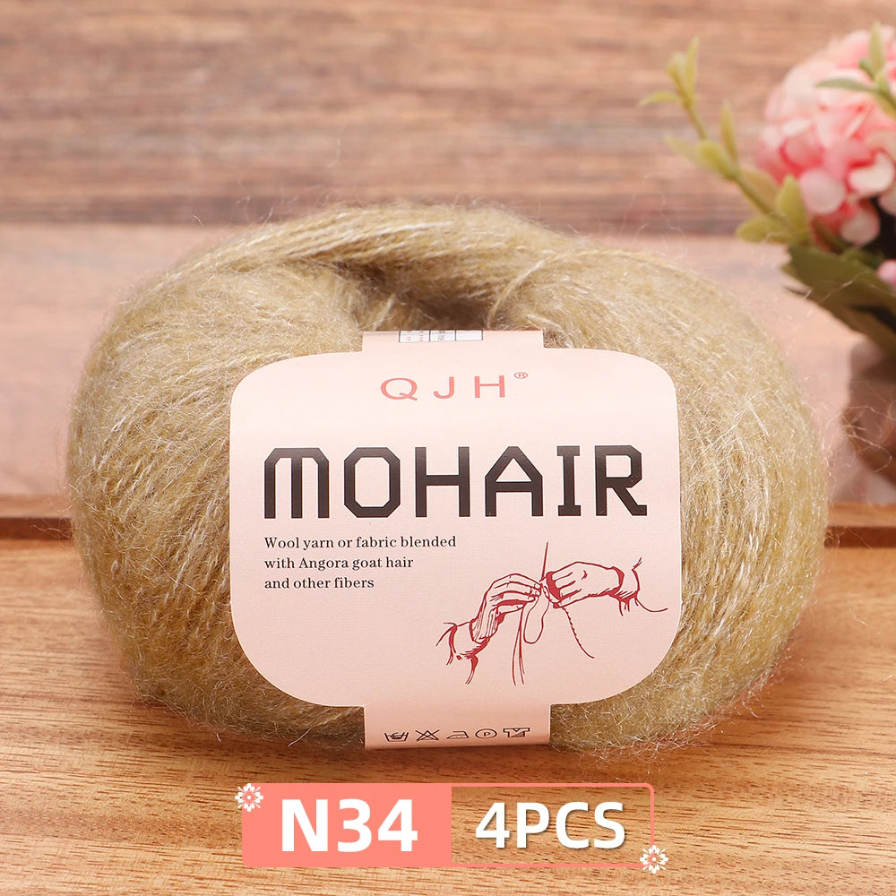 4PCS Multi Color Luxury Mohair Yarn for DIY Knitting & Crochet - Weave Scarves, Shawls,Sweaters,Hats,Shoes...