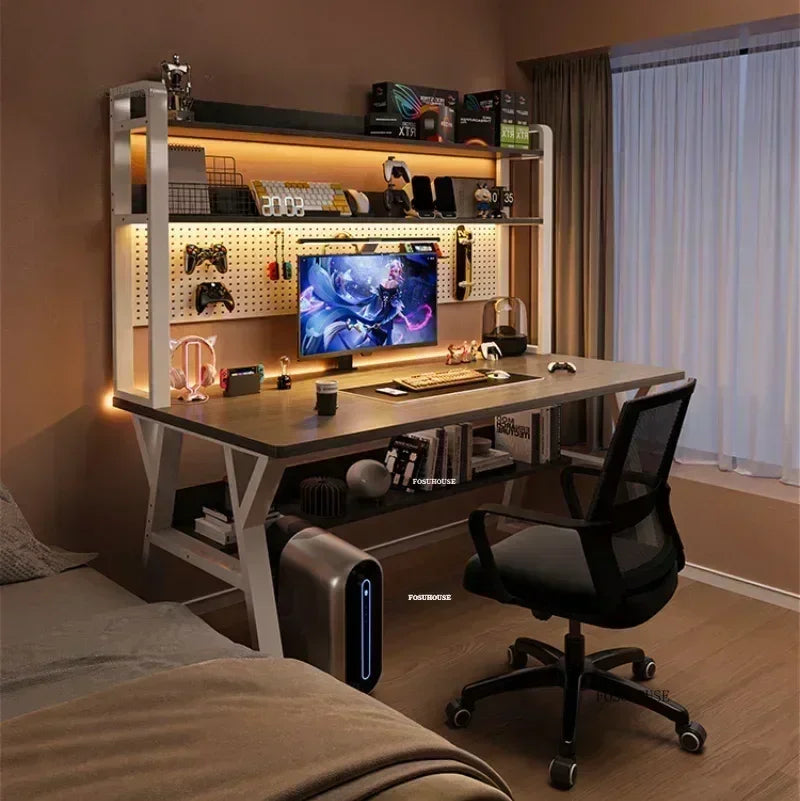 Nordic Desktop Computer Desks for Student Gaming Tables Bookshelf Integrated Creative Office Furniture Home Bedroom Study Desk - Kimlud