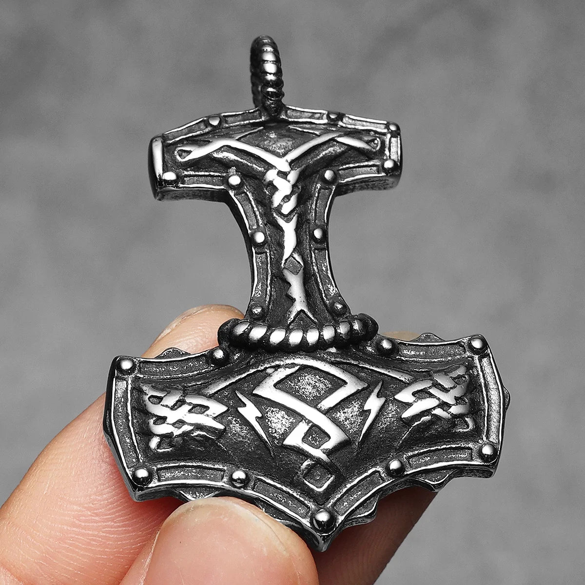 Viking Retro Thor's Hammer Men Necklaces With Pendant Stainless Steel Jewelry For Male Women Punk Hip Hop Accessories Gifts