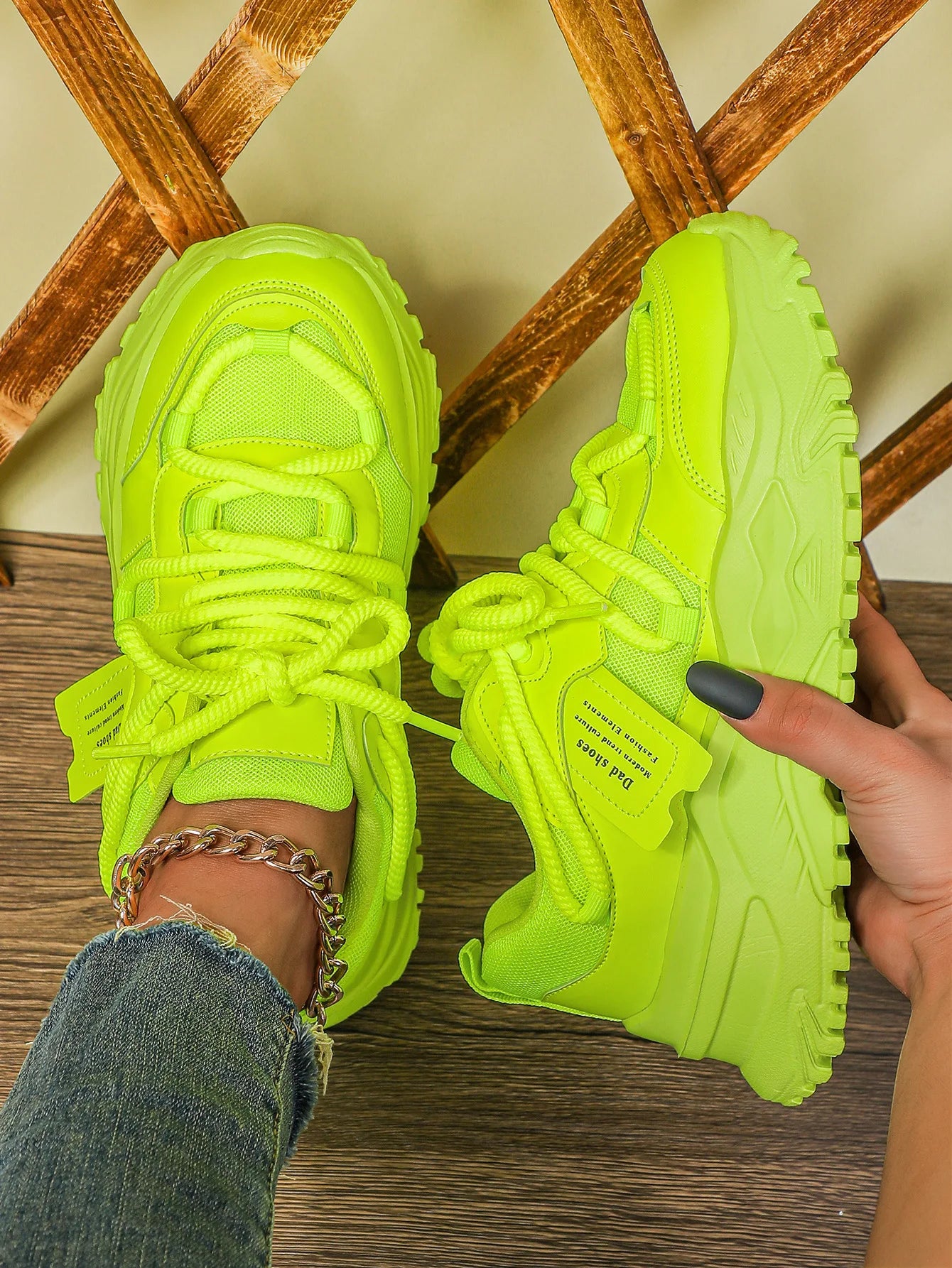 Women's Platform Yellow Sneakers Women Thick Sole Sports Shoes Woman Spring Breathable Mesh Casual Tennis Shoes Ladies Sneakers - Kimlud