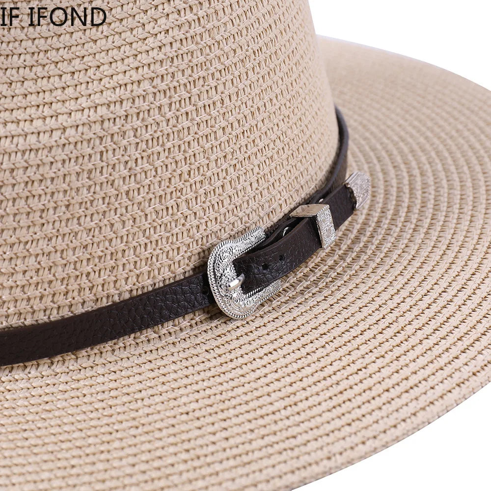 60CM Big Size Fashion Straw Parent-Child Hat For Women Men Summer Paper Panama Jazz Beach Hats Travel UV Protection Sun Cap