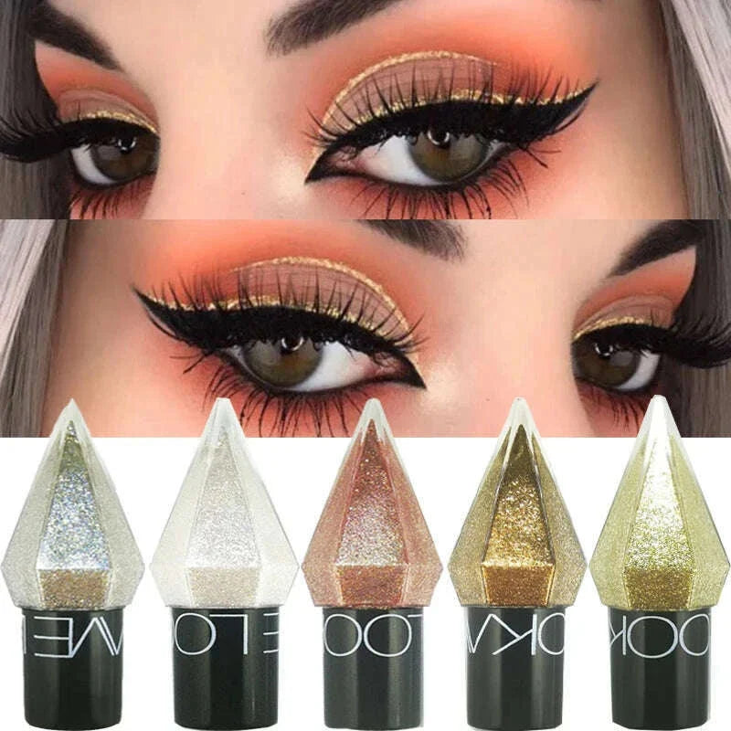 Glitter Diamond Eyeliner Pencil Waterproof Silver Rose Gold Pearlescent Sequins Eye Liner Eyeshadow Pen Eyes Makeup Cosmetics