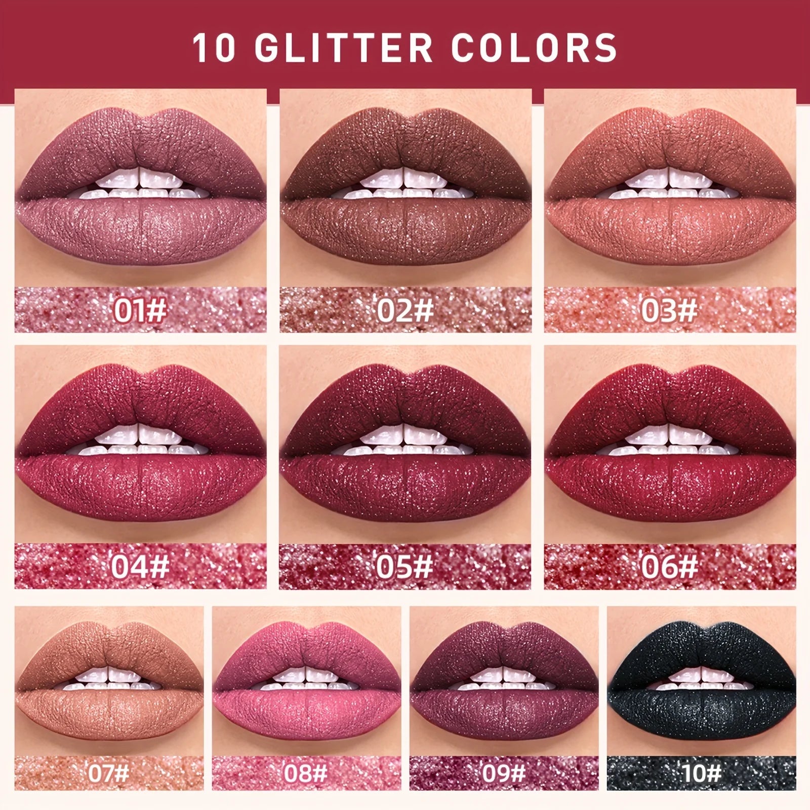 Diamond Liquid Lipstick Moisturizing Lasting Purple Sparkling Waterproof Lip Gloss Matte Glitter Lipstick Korean Makeup
