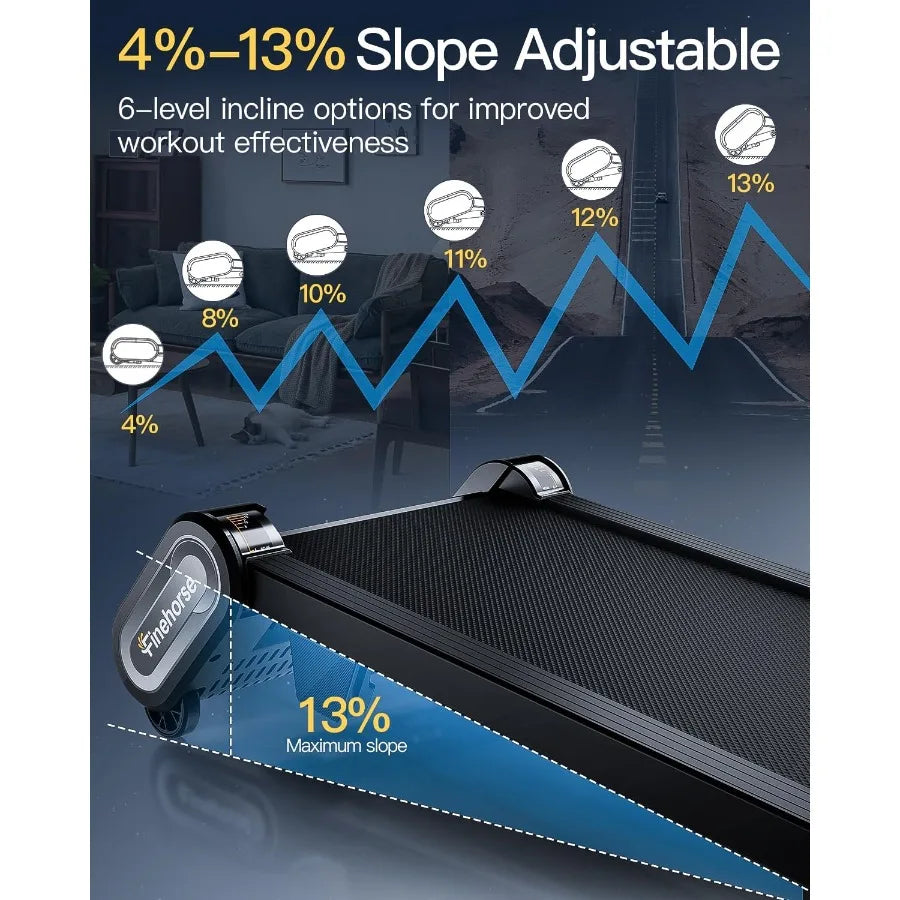 6 in 1 Under Desk Treadmill with Auto Incline for Home Office Use 6Level Adjustable Incline Portable Walking Pad Treadmill with - Kimlud