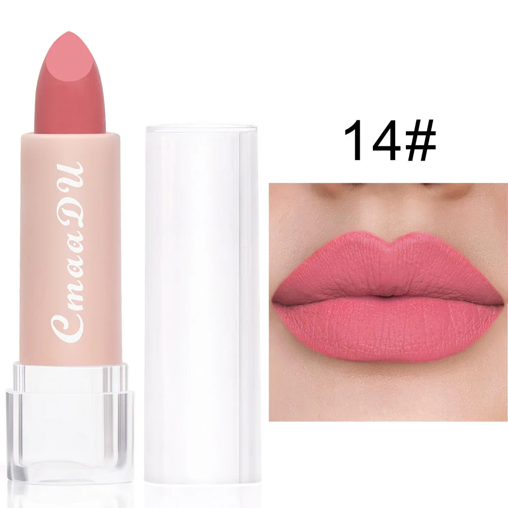 1pcsVelvet Matte Lipstick Waterproof Long-lasting Solid Matte Lip Gloss Non-Stick Cup Nude Pink Lipstick Sexy Cute Korean Makeup