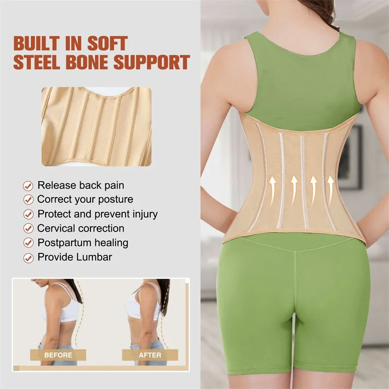MiiOW U-shaped Waist Trainer Corset Women Buttoned Shapers Breast Lifted Waist Trainer Steel Bone Slimming Women's Shapewear - Kimlud