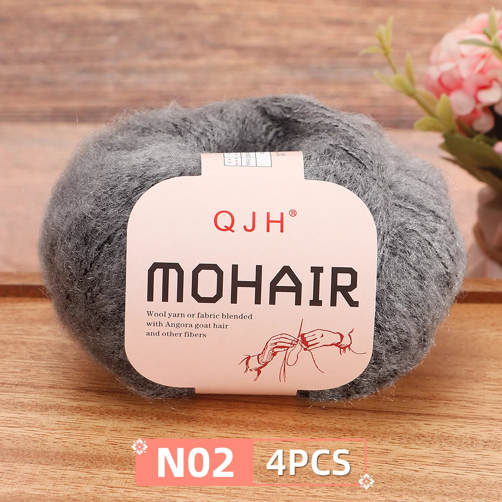 4PCS Multi Color Luxury Mohair Yarn for DIY Knitting & Crochet - Weave Scarves, Shawls,Sweaters,Hats,Shoes...