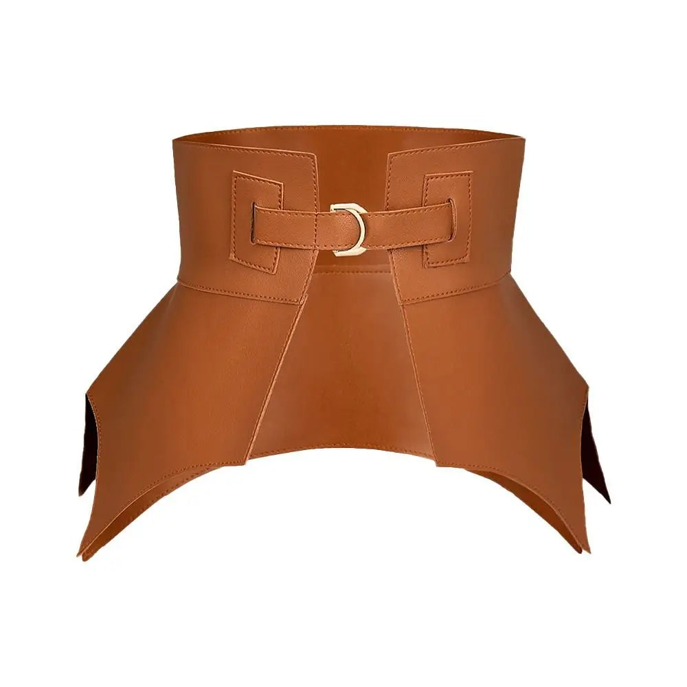 Black Brown Irregular Pu Leather Long Wide Belt Punk Style Women Fashion Autumn Winter Waistband Corset Belt | Kimlud...