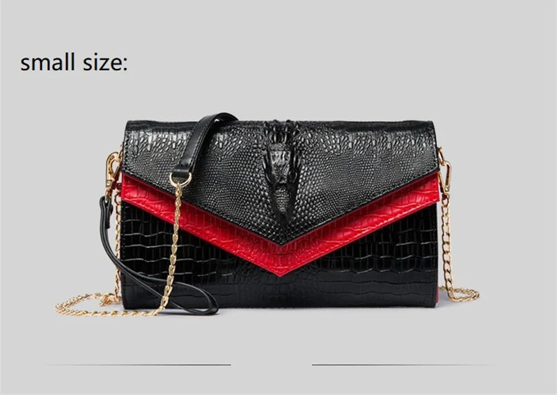 Alligator Pattern Women Cow Leather Clutch Bag Patchwork Crocodile Ladies Cowhide Shoulder or Crossbody Bags | Kimlud...