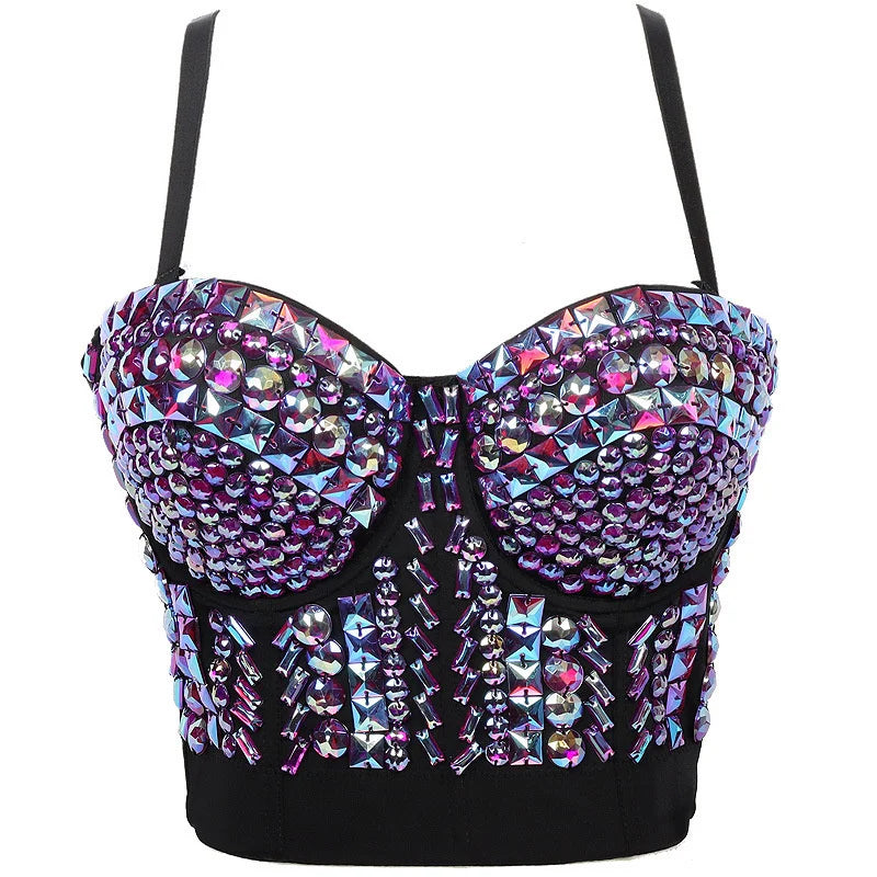 Quality Pearl Tank Tops Rhinestone Women Crop Top Club Clothes Streetwear Y2K Corset Woman Shaper Camis Fashion Feamale Clothing