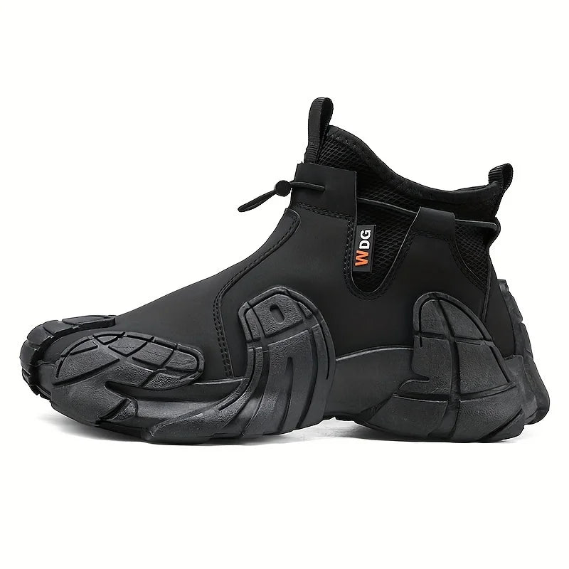 Fashionable and Versatile High Top Men's Shoes, 2025 New Autumn Anti Slip and Waterproof Side Zipper Work Sports Shoes