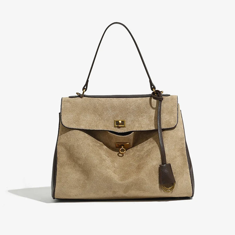 Brand Frosted Leather Tote Rodeo Bag Large Capacity Handbag For Women With Lock Handheld Shoulder Crossbody Briefcase Work Bags