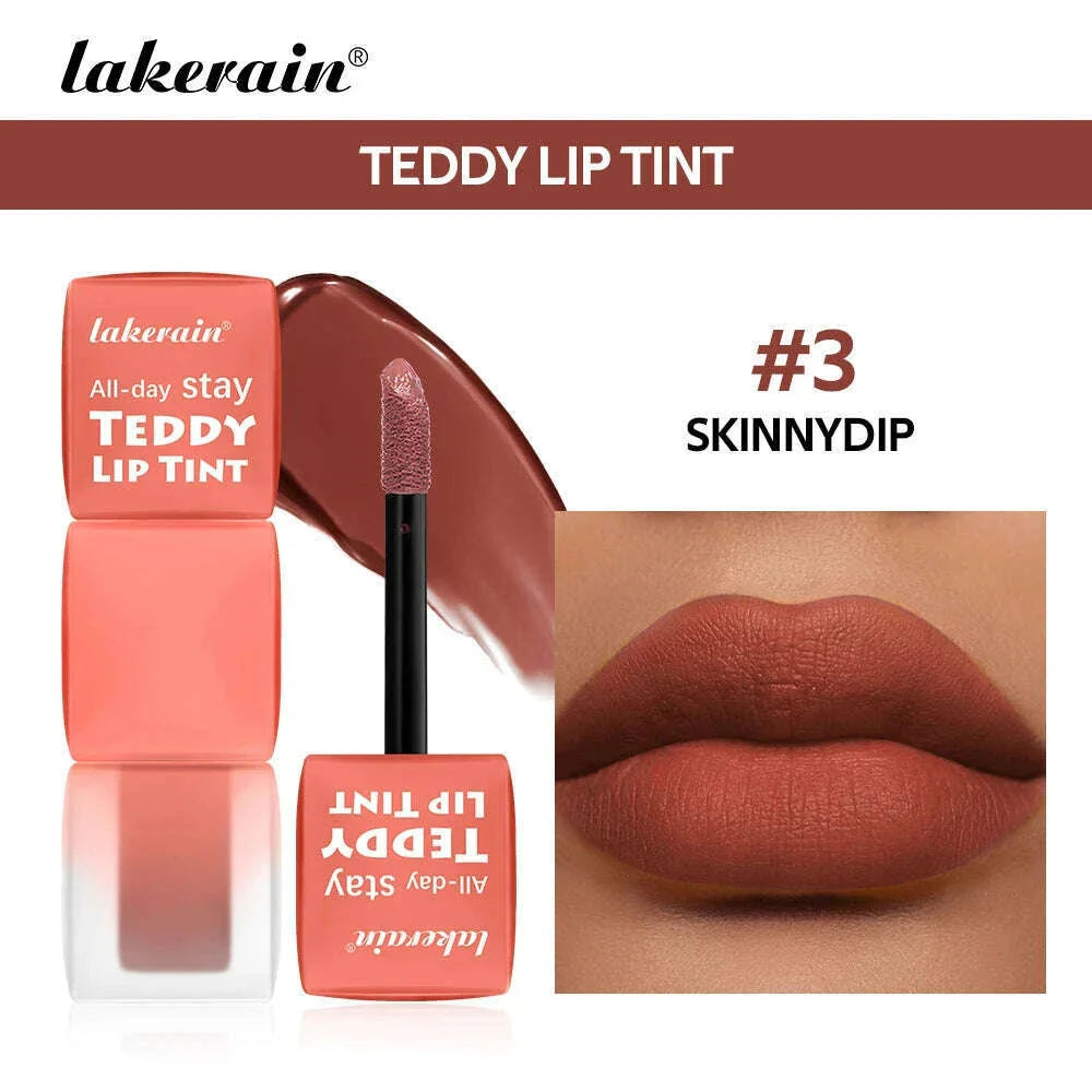 lakerain 6 colors matte teddy lip gloss lasting color waterproof not easy to take off makeup non-stick cup lip gloss