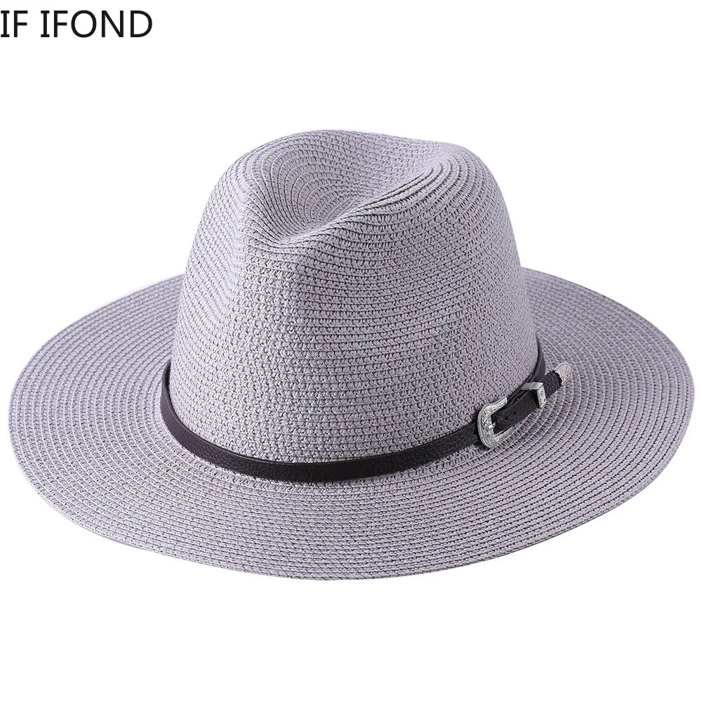 60CM Big Size Fashion Straw Parent-Child Hat For Women Men Summer Paper Panama Jazz Beach Hats Travel UV Protection Sun Cap