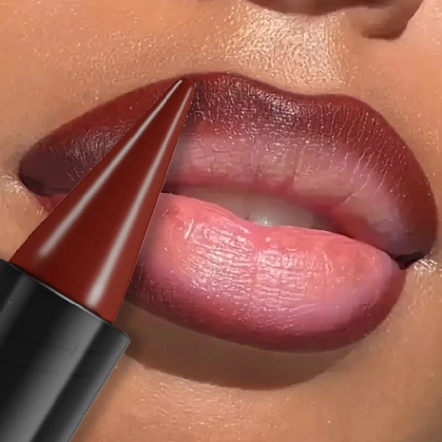 15-colors sexy red lipstick pen waterproof matte contour tint lipstick long lasting lip glaze brown lipliner pencil lip makeup
