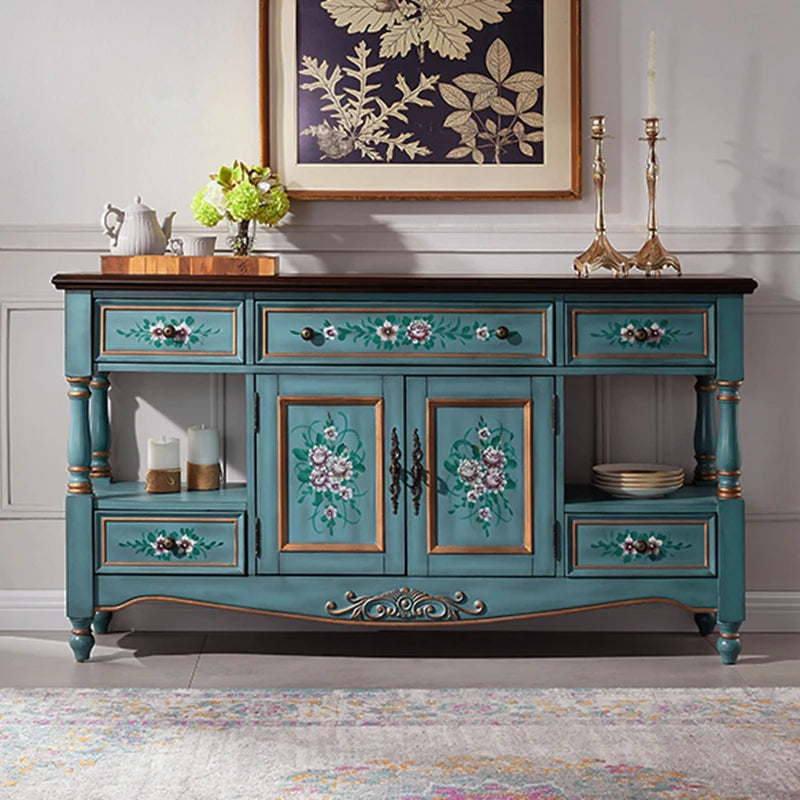 Side cabinet Solid wood American rural entrance cabinet Painted storage | Kimlud Mid Range Cabinet