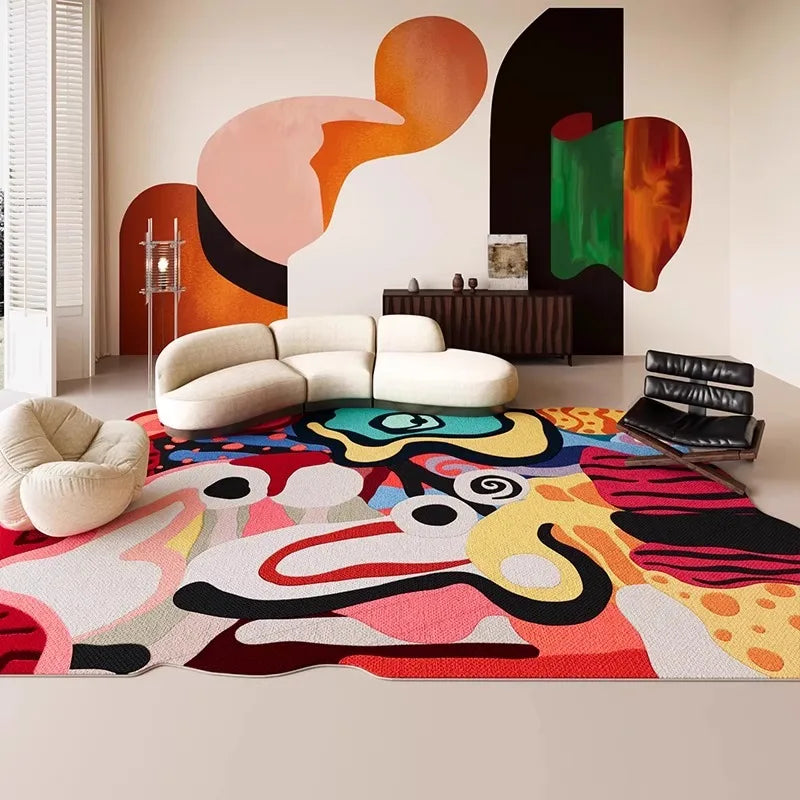 Special-shaped Living Room Carpet Dopamine Art Bedroom Rug Large Area Fashion Home Decoration Coffee Table Sofa Floor Mats Tapis - Kimlud