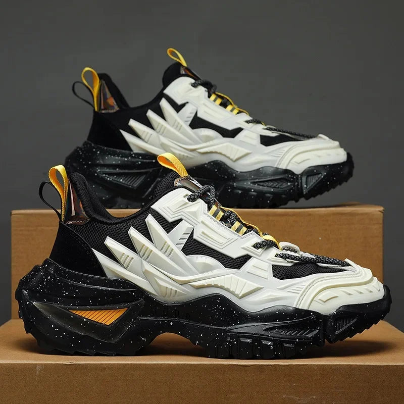 Men's Breathable Sports Casual Shoes Summer Trendy Black Heightening Dad Style Sneakers Mesh Uppers Rubber Soles Comfortable - Kimlud