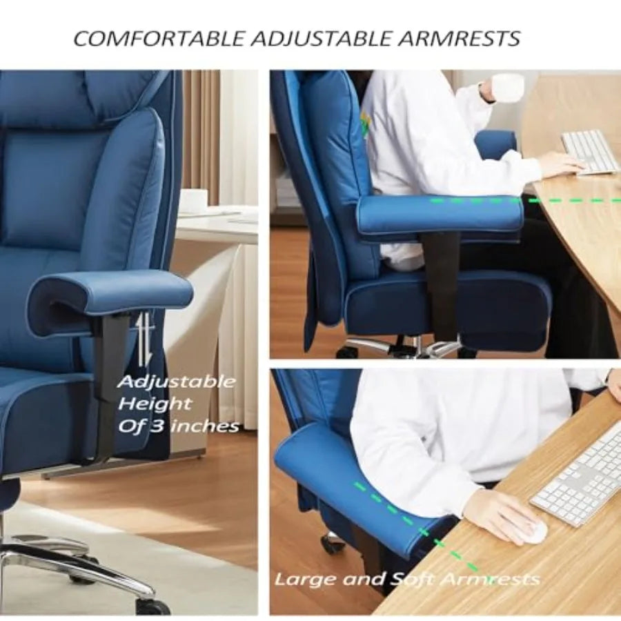 Ergonomic Office Chair 450LBS with Foot Rest High Back PU Leather Big and Tall Executive Chair with Adjustable Padded...
