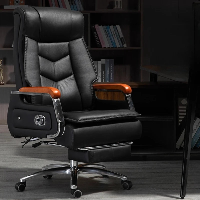 Swivel Office Chair Recliner Vintage Leather Study Arm Office Chair Ergonomic Luxury Cadeira Para Computador Furniture Home