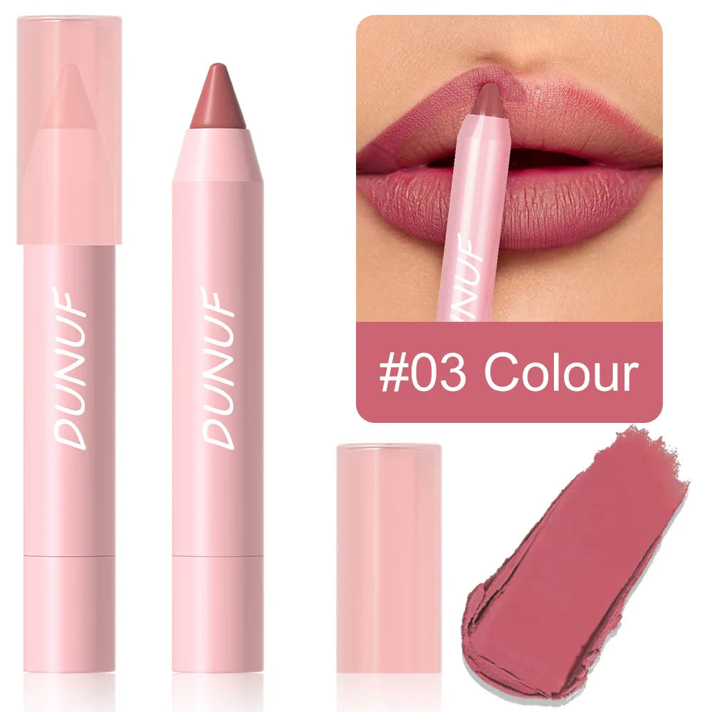 18-Colors Lipstick Pencil Waterproof Sexy Red Matte Contour Tint Lipstick Lasting Non-stick Cup Lipliner Pen Lip Makeup...