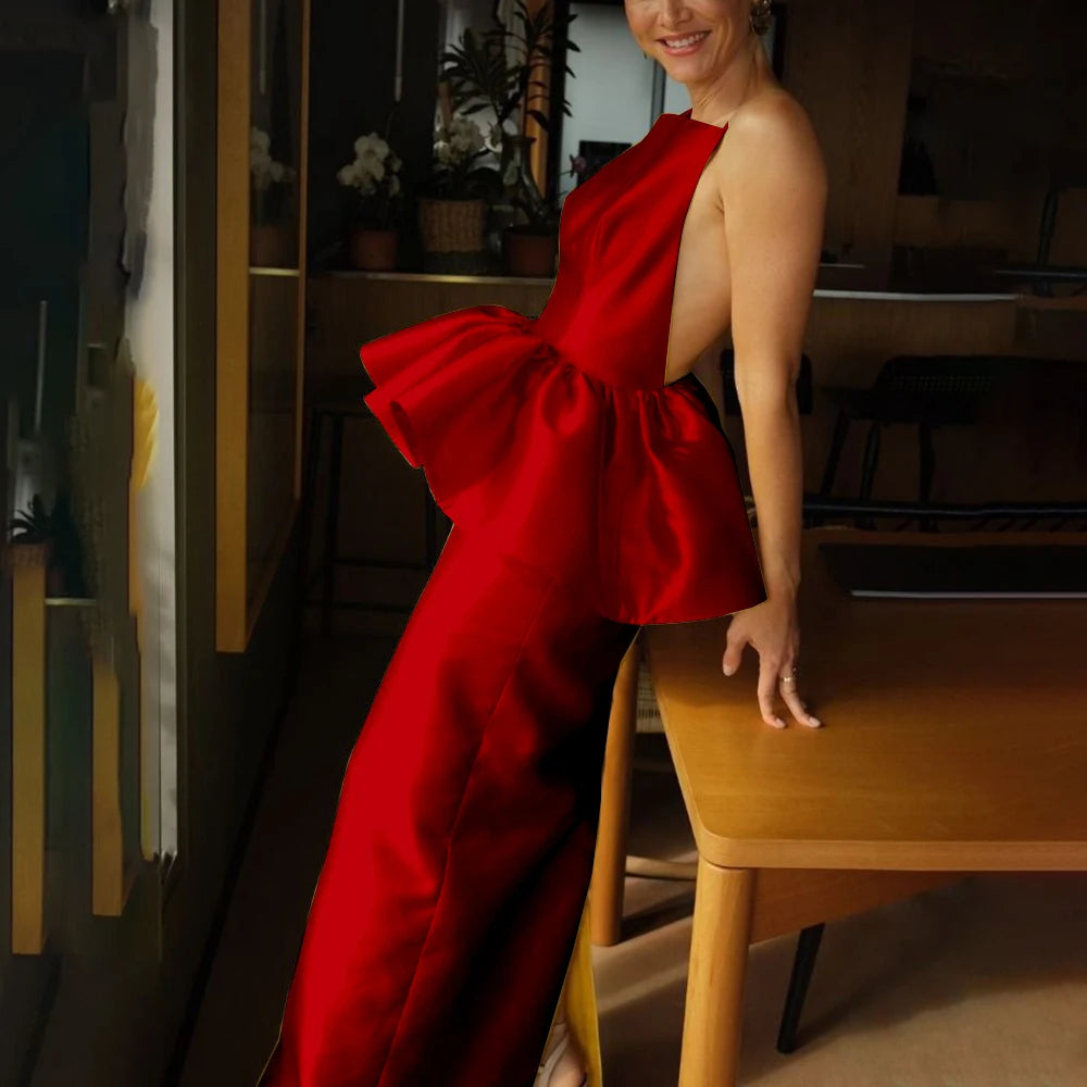 Summer Fashion Custom Made Evening Gown Vibrant Strapless Backless Sleeveless Cocktail Dress Simple Elegant Charming Dress