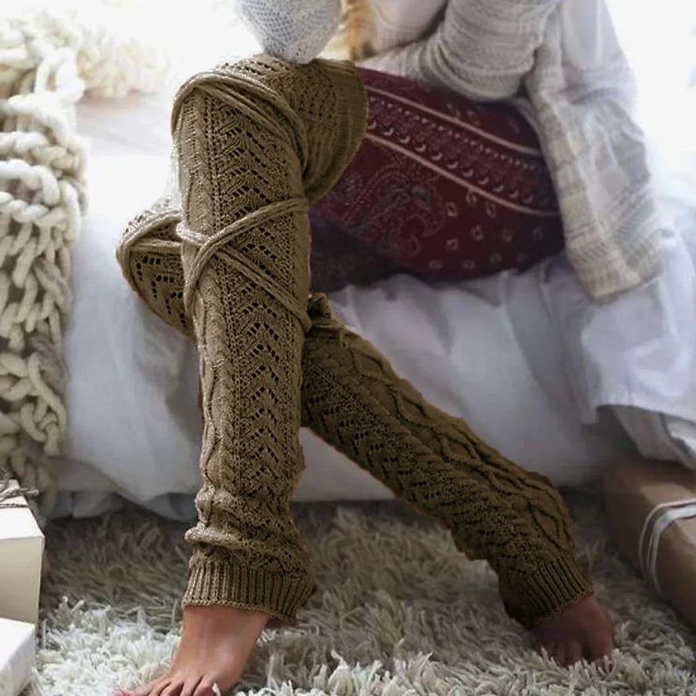 Womens Leg Warmers Boots Gaiter Winter Ankle Warm Thermal Ladies Wool Above Knee High Socks Knitted Female Y2k Accessory Gothic