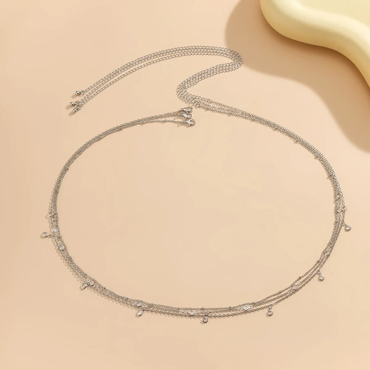 Sexy Round Clear Rhinestone Tassel Belly Chains For Women Gold Silver Color Metal Beach Link Chain Waist Body Jewelry Accessory - Kimlud