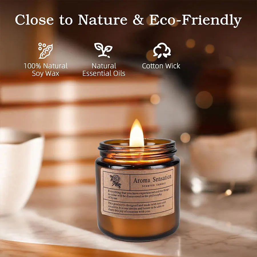 1pcs Brown Glass Cup Aromatherapy Candle Smokeless scented candle Suitable for Home Decoration Birthday Valentine's Day Gift