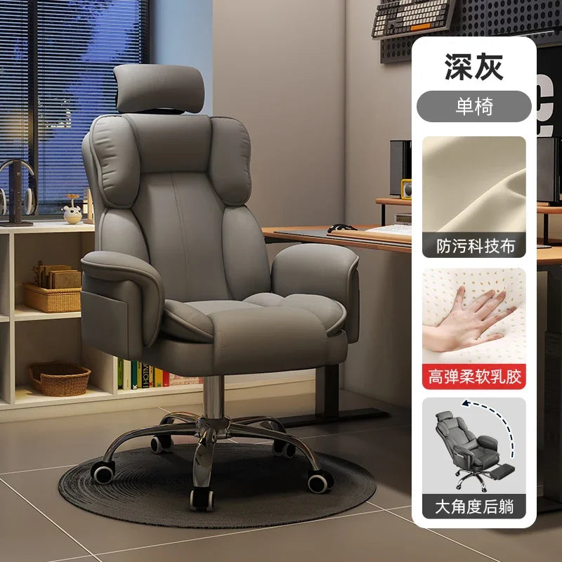 Office Chair Ergonomic Big Tall Computer Desk Chair with Retractable Adjustable Headrest Leather Chair with Flip up Armrests