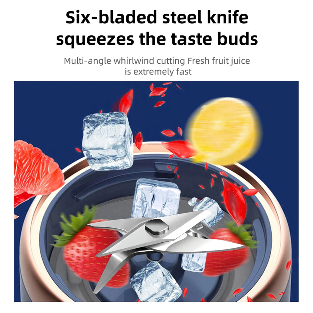 Multifunctional Electric Juicer 6 Blades Rechargeable Portable Fruit Juice Blender Lemon Orange Juicer Cup Machine For Kitchen