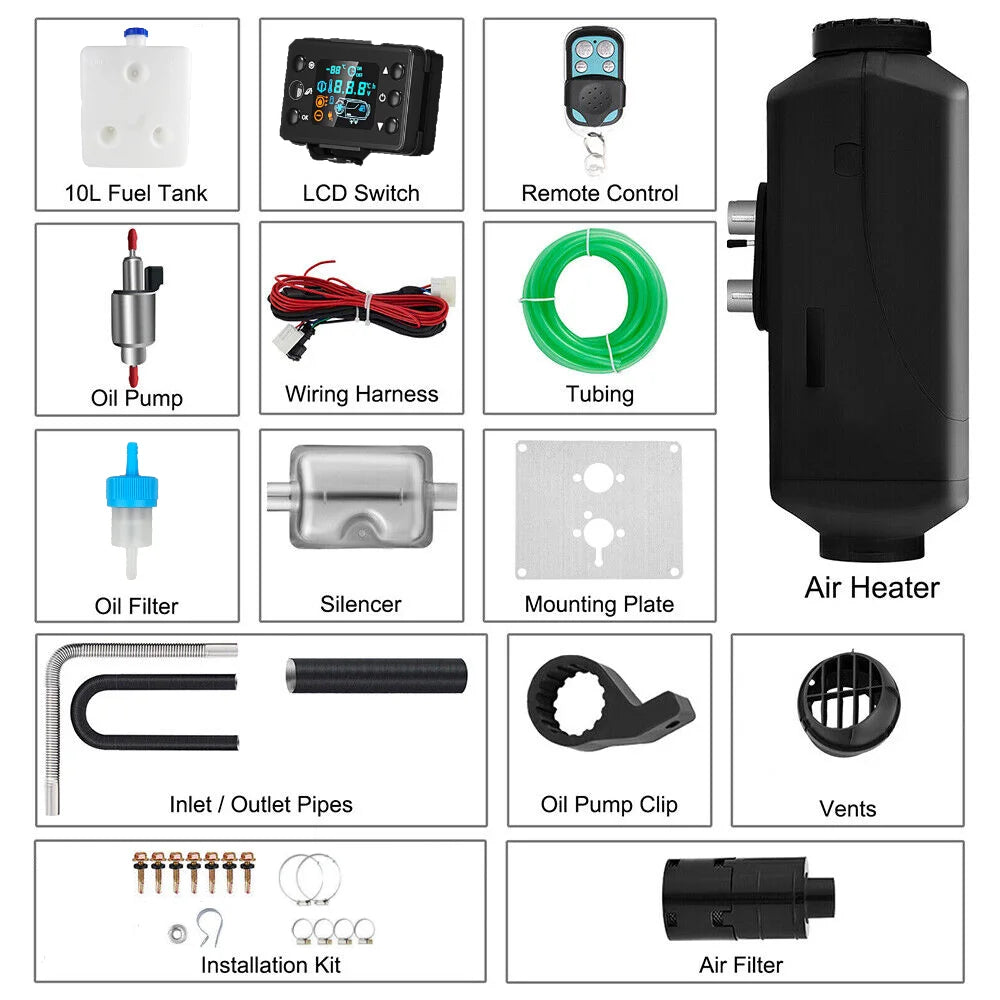 12V/24V Car Heater 2KW/5KW/8KW Diesel Air Heater 6-Buttons LCD Thermostat Parking Heater Fast Heating For Truck Camper Van