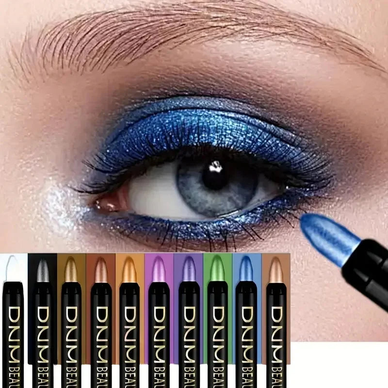 10pcs Pearlescent Eyeshadow Sticks High Pigmented Eyeshadow Pencil Glitter Waterproof Long-Lasting Eye Makeup Non-Smudged
