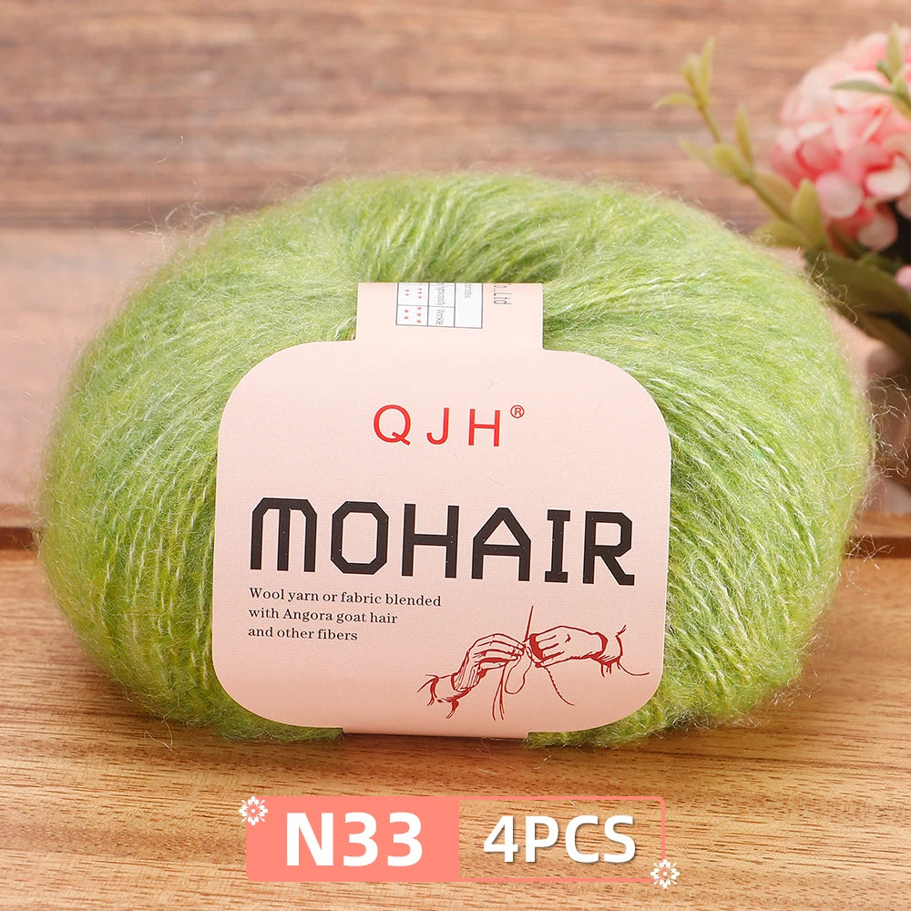 4PCS Multi Color Luxury Mohair Yarn for DIY Knitting & Crochet - Weave Scarves, Shawls,Sweaters,Hats,Shoes...