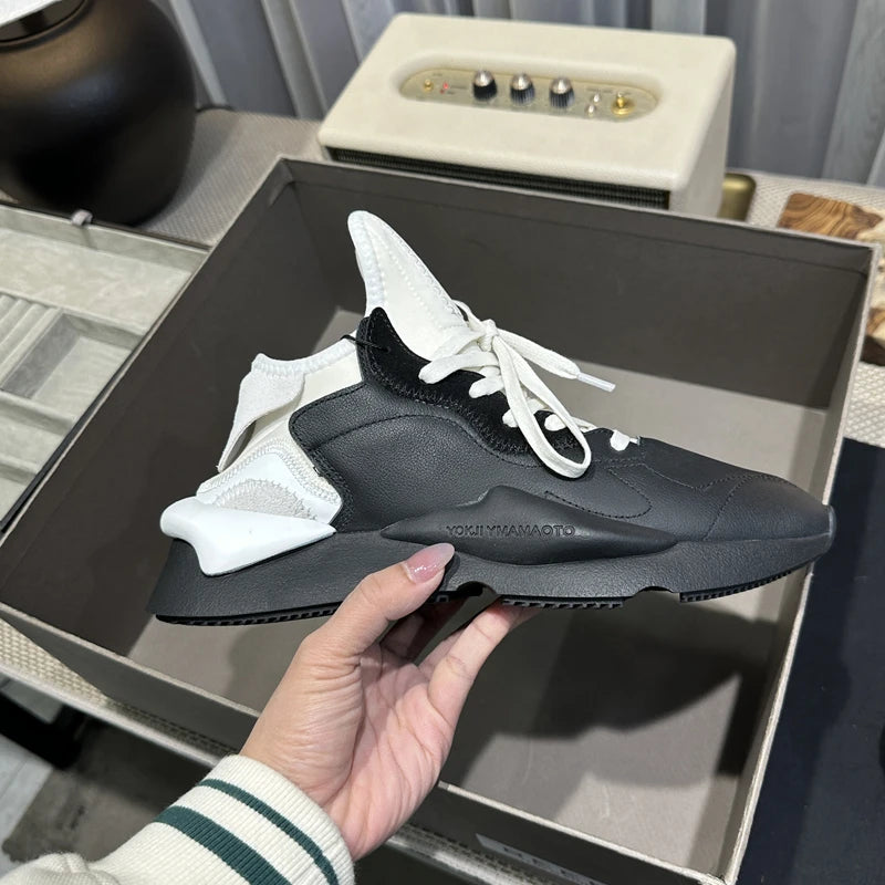 FNew Fashion Man Casual Shoes Cowhide Leather Round-toe Men Sneakers Lace-up Sports Shoes Outdoor Camping Trainers Driving Shoes