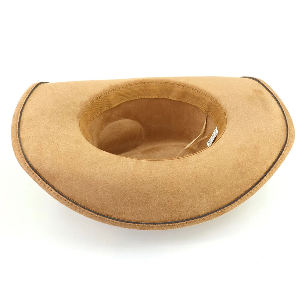 Western Big Brim Cowboy Hat Bull's Head Leather Band Suede Top Hat Outdoor Mens Hats Ladies Party Horse Riding Cowgirl...