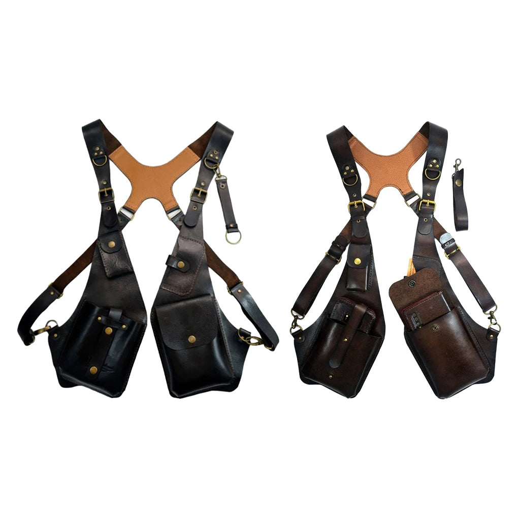 Retro Anti-Theft Leather Double Shoulder Armpit Bag Outdoor Fashion Adjustable Wallet Phone Case For Men Shoulder...