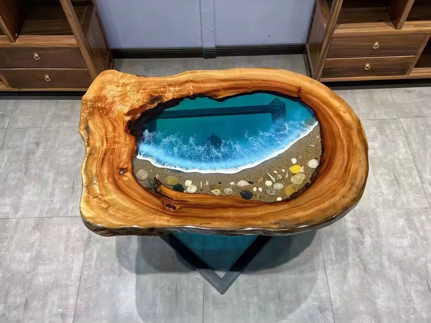 Wholesale Low Price Solid Walnut Coffee Kitchen Restaurant River Epoxy Dining Table