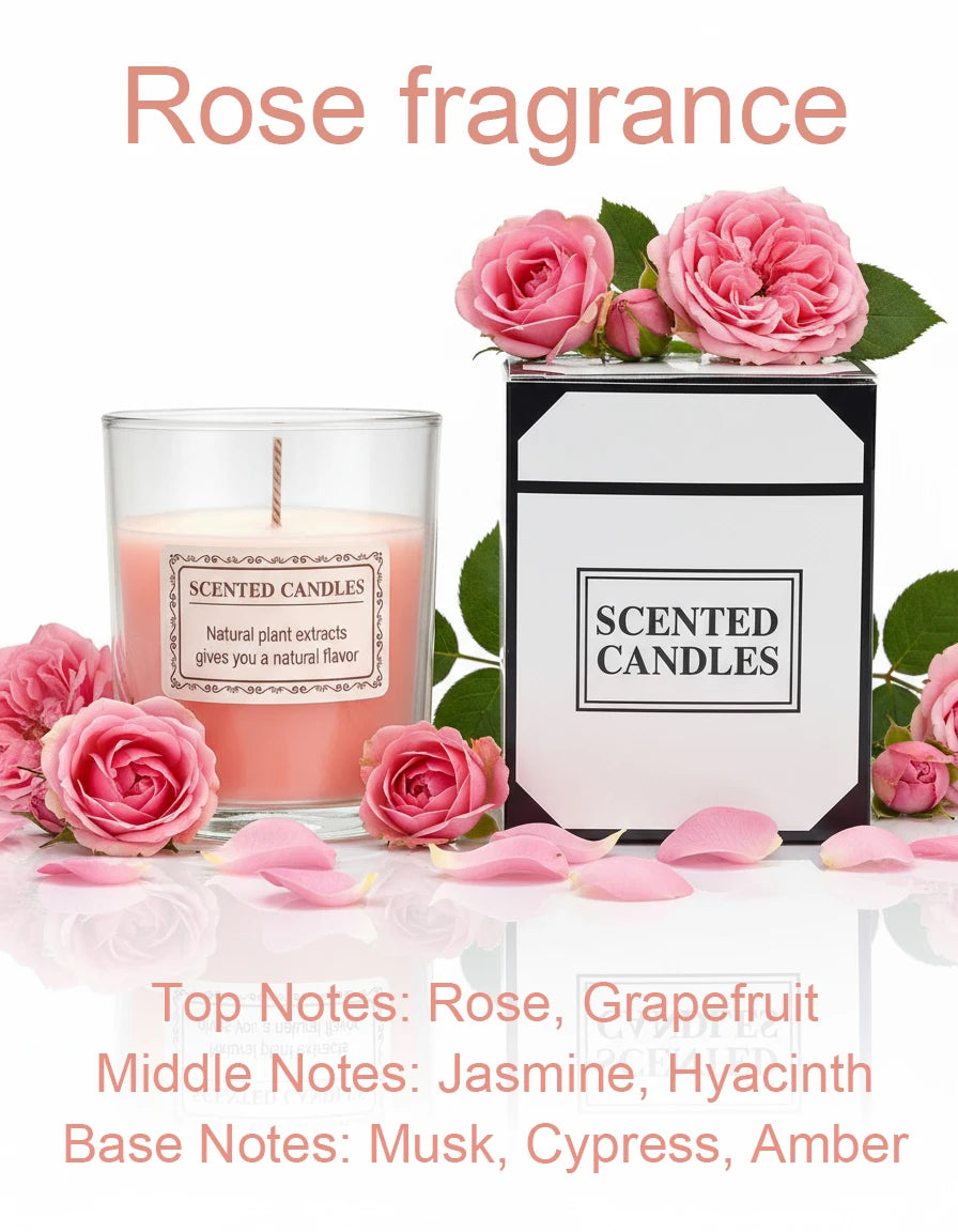 Scented Glass Jar Candle Handmade Soy Wax – Smokeless Aromatherapy Candle for Home Decor, Relaxation, Spa, or Party Gift Set