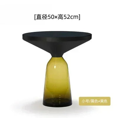 Nordic Creative Glass Round Coffee Table Combination Living Room Reception Side Table Transparent Light Luxury Coffee Tables - Kimlud