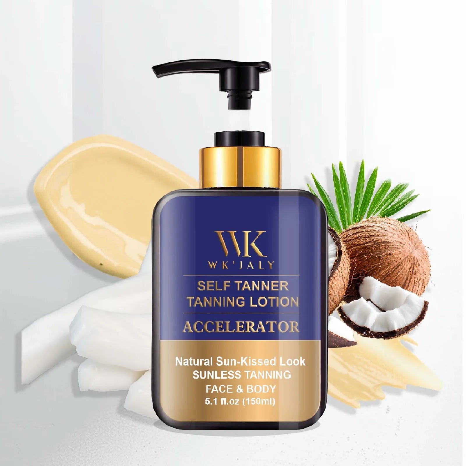 WK JALY Self Tanner Body Lotion, Fair To Medium Skin Tone, Sunless Tanning Moisturizer With Coconut Oil, Carrot Oil,...