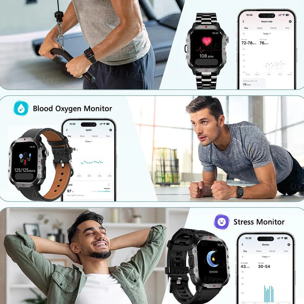 2025 New Military Smart Watch Men Outdoor  2.01" Al Voice Bluetooth Call Smartwatch Surprise Gift Outdoors For Android& IOS Male